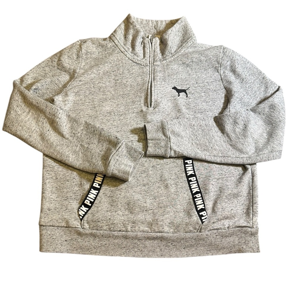 Victoria’s Secret Pink Gray Quarter-Zip Sweatshirt